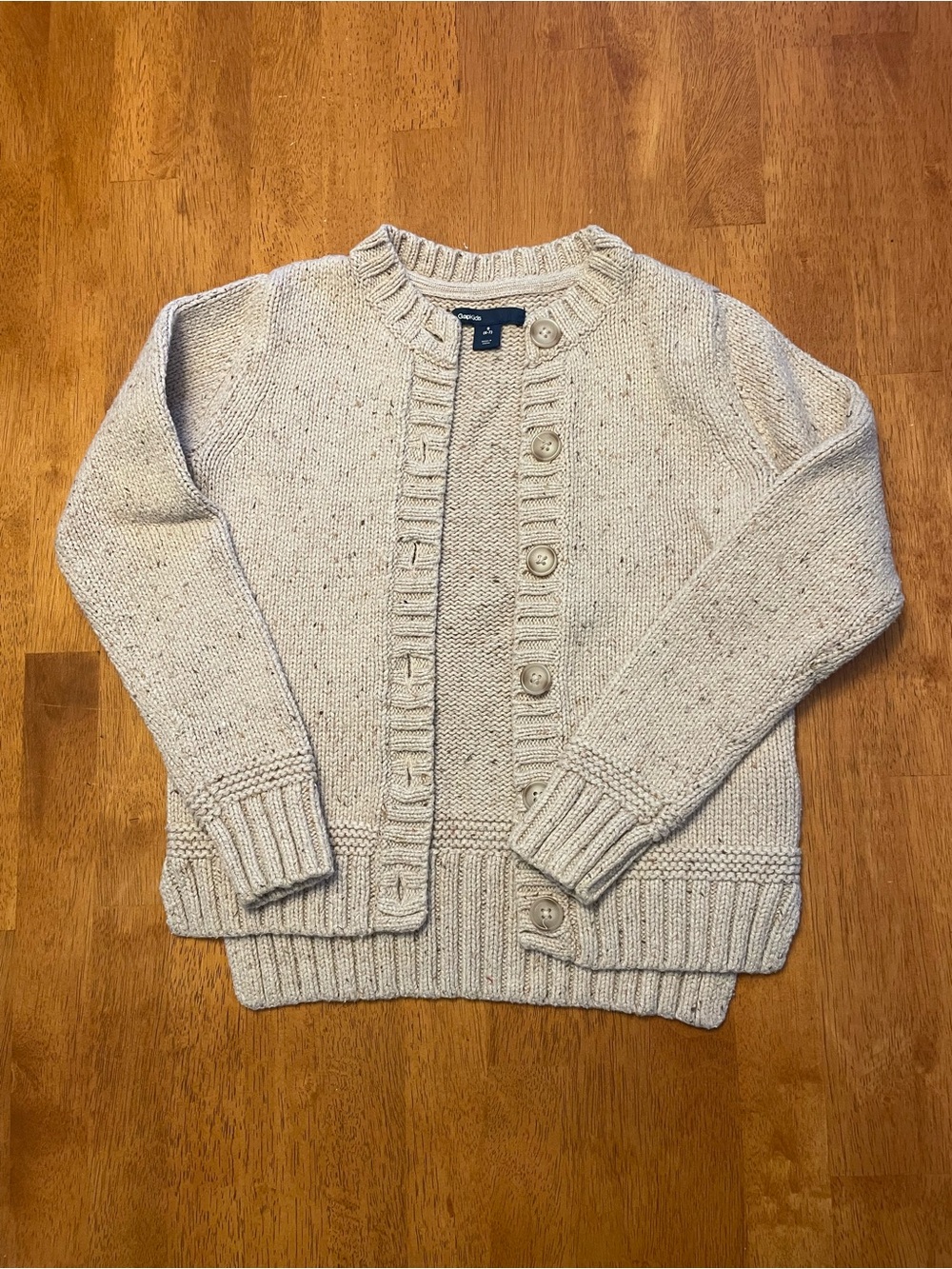GAP Kids Heather Beige Button-Front Knit Cardigan Sweater